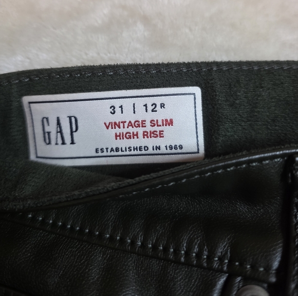 Olive Green Faux Leather Pants - Picture 3 of 3